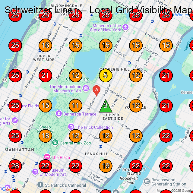 Schweitzer Linen GeoGrid visibility map for Clothing Store in New York